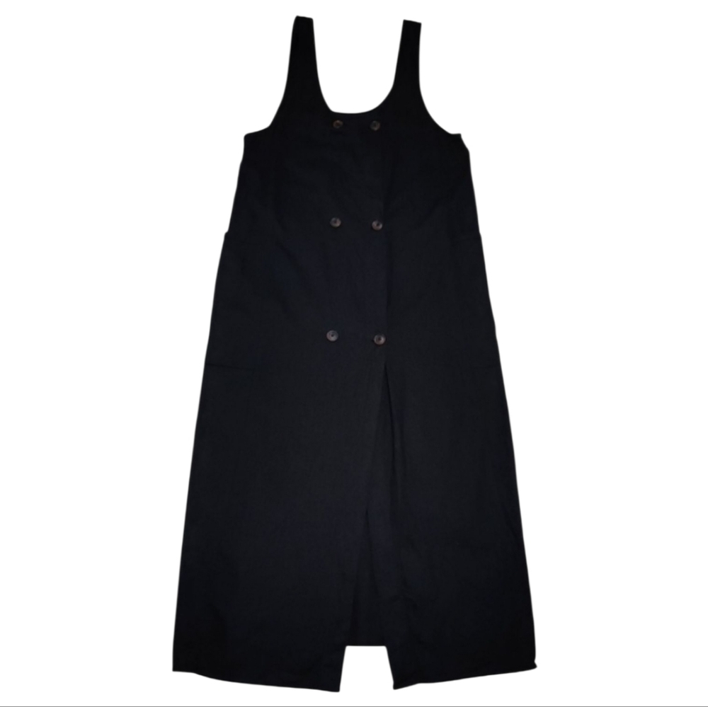 URBAN OUTFITTERS Delilah Black Linen Blend Midi Dress Sz Medium